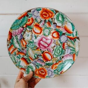 Vintage Hand Painted Chinese Colorful Floral Plate | Plate Wall